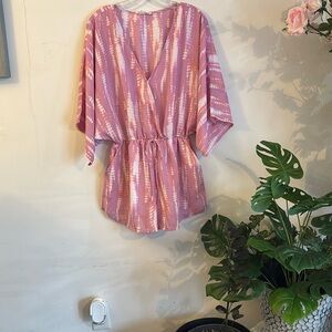 Peach Love California Pink and White Tie-Dye Romper
